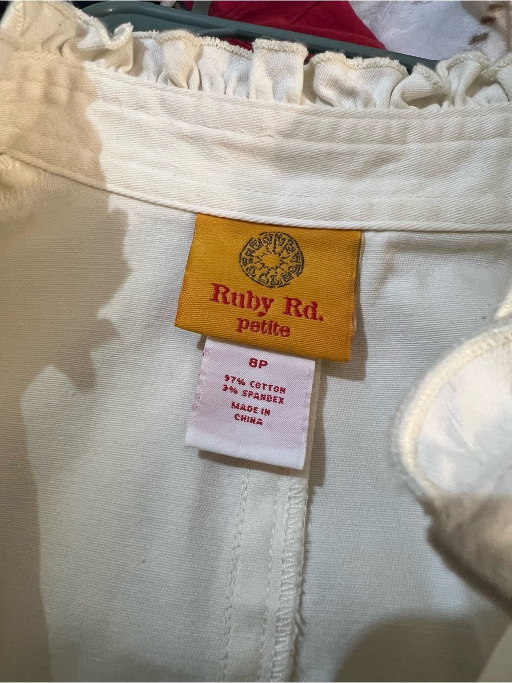 Ruby Rd. Ivory Ruffle-Trim Embellished Jean Jacket - Picture 2 of 4